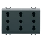 GEWISS - PRESA TRIPLA STANDARD ITALIANO 250V ac - 3X2P+T 16A BIVALENTE - P11-P17 - 3 MODULI - NERO SATINATO - CHORUSMART