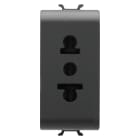 GEWISS - PRESA STANDARD EUROAMERICANO 250/125V ac -2P+T 15A - 1 MODULO - NERO SATINATO - CHORUSMART