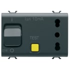GEWISS - PRESA INTERBLOCCATA - 2P+T 16A - P17-P11 - CON INTERRUTTORE MAGNETOTERMICO DIFFERENZIALE 1P+N 16A - 230V ac - 3 MODULI - NERO SATINATO - CHORUSMART
