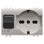 GEWISS - PRESA INTERBLOCCATA - 2P+T 16A - P40 - CON INTERRUTTORE MAGNETOTERMICO 1P+N 16A - 230V ac - 3 MODULI - NATURAL BEIGE SATINATO - CHORUSMART