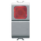 GEWISS - PULSANTE UNIPOLARE 250V ac - NA 16A - DIFFUSORE ROSSO- 1 MODULO - TITANIO - CHORUSMART