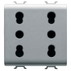 GEWISS - PRESA DOPPIA STANDARD ITALIANO 250V ac - 2X2P+T 16A BIVALENTE - P11-P17 - 2 MODULI - TITANIO - CHORUSMART