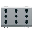 GEWISS - PRESA TRIPLA STANDARD ITALIANO 250V ac - 3X2P+T 16A BIVALENTE - P11-P17 - 3 MODULI - TITANIO - CHORUSMART