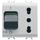 GEWISS - PRESA INTERBLOCCATA - 2P+T 16A - P17-P11 - CON INTERRUTTORE MAGNETOTERMICO 1P+N 16A - 230V ac - 2 MODULI - BIANCO SATINATO - CHORUSMART