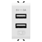 GEWISS - ALIMENTATORE USB - TIPO A+A - 3A - BIANCO SATINATO - 1 MODULO - CHORUSMART