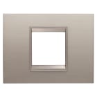 GEWISS - PLACCA LUX - IN METALLO - 2 POSTI - ALLUMINIO SPAZZOLATO - CORNICE BRONZO CHIARO OPACO - CHORUSMART GW16202XS