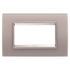 GEWISS - PLACCA LUX - IN VETRO - 4 POSTI - GRIGIO PERLA - CORNICE BRONZO CHIARO OPACO - CHORUSMART