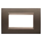GEWISS - PLACCA LUX - IN METALLO - 4 POSTI - ANODIC BROWN - CORNICE BRONZO SCURO OPACO - CHORUSMART GW16204XV