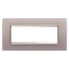 GEWISS - PLACCA LUX - IN VETRO - 6 POSTI - GRIGIO PERLA - CORNICE BRONZO CHIARO OPACO - CHORUSMART