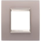 GEWISS - PLACCA LUX - IN VETRO - 2 POSTI - GRIGIO PERLA - CORNICE BRONZO CHIARO OPACO - CHORUSMART