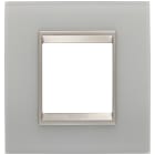 GEWISS - PLACCA LUX INTERNATIONAL - IN VETRO - 2 POSTI - NATURAL REFLECTION - CORNICE BRONZO CHIARO OPACO - CHORUSMART