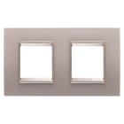 GEWISS - PLACCA LUX - IN VETRO - 2+2 POSTI ORIZZONTALE - GRIGIO PERLA - CORNICE BRONZO CHIARO OPACO - CHORUSMART