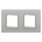 GEWISS - PLACCA LUX INTERNATIONAL - IN VETRO - 2+2 POSTI ORIZZONTALE - NATURAL REFLECTION - CORNICE BRONZO CHIARO OPACO - CHORUSMART