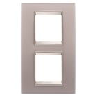 GEWISS - PLACCA LUX - IN VETRO - 2+2 POSTI VERTICALE - GRIGIO PERLA - CORNICE BRONZO CHIARO OPACO - CHORUSMART