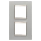 GEWISS - PLACCA LUX INTERNATIONAL - IN VETRO - 2+2 POSTI VERTICALE - NATURAL REFLECTION - CORNICE BRONZO CHIARO OPACO - CHORUSMART