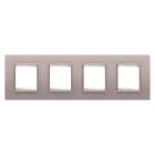 GEWISS - PLACCA LUX - IN VETRO - 2+2+2+2 POSTI ORIZZONTALE - GRIGIO PERLA - CORNICE BRONZO CHIARO OPACO - CHORUSMART