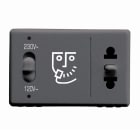 GEWISS - PRESA PER RASOIO PER IMPIANTI ALBERGHIERI - STANDARD EURO/AMERICANO - SEGNALAZIONE LUMINOSA TENSIONE - 230V50/60Hz - 3 MODULI - SYSTEM BLACK
