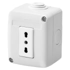 GEWISS - CONTENITORE COMPLETO APPARECCHI SYSTEM PROTETTO - CON PRESA 2P+T 16 A BIVALENTE - STANDARD ITALIANO - IP40 - GRIGIO RAL 7035