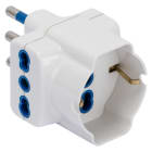 GEWISS - ADATTATORE MULTIPLO - 2P+T 16A S17 - 2 USCITE STANDARD ITALIANO 16A BIVALENTE - 1 USCITA STANDARD ITALIANO/TEDESCO 16A BIVALENTE - BIANCO