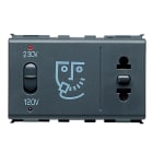GEWISS - PRESA PER RASOIO STANDARD EUROPEO/AMERICANO - TRASFORMATORE D'ISOLAMENTO - 230V 50/60Hz - 3 MODULI - PLAYBUS