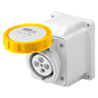 GEWISS - PRESA FISSA DA PARETE A 10° - IP67 - 2P+T 16A 100-130V 50/60HZ - GIALLO - 4H - CABLAGGIO A VITE