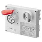 GEWISS - PRESA FISSA INTERBLOCCATA ORIZZONTALE - SENZA FONDO - CON BASE PORTAFUSIBILI - 3P+T 32A 380-415V - 50/60HZ 6H - IP44