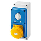 GEWISS - PRESA FISSA INTERBLOCCATA VERTICALE - CON FONDO - CON BASE PORTAFUSIBILI - 3P+T 63A 100-130V - 50/60HZ 4H - IP67