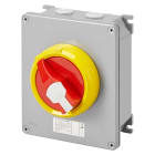 GEWISS - INTERRUTTORE SEZIONATORE ROTATIVO - HP - DA PARETE - EMERGENZA - CASSETTA IN METALLO - 40A 3P - MANOPOLA ROSSA LUCCHETTABILE - IP66