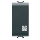 GEWISS - PULSANTE UNIPOLARE 250V ac - NA 16A ILLUMINABILE - CON LENTE NEUTRA SOSTITUIBILE -SIMBOLO LUCE - 1 MODULO - NERO SATINATO - CHORUSMART