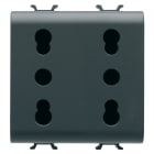 GEWISS - PRESA DOPPIA STANDARD ITALIANO 250V ac - 2X2P+T 16A BIVALENTE - P11-P17 - 2 MODULI - NERO SATINATO - CHORUSMART GW12208