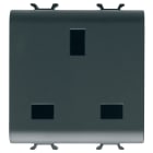 GEWISS - PRESA STANDARD BRITANNICO 250V ac - 2P+T 13A - 2 MODULI - NERO SATINATO - CHORUSMART