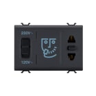 GEWISS - PRESA PER RASOIO STANDARD EUROAMERICANO CON TRASFORMATORE DI ISOLAMENTO - 230V ac - 50/60 Hz - 3 MODULI - NERO SATINATO - CHORUSMART GW12331