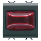GEWISS - SPIA SPORGENTE - 12V ac/dc / 230V ac 50/60 Hz - ROSSO - 2 MODULI - NERO SATINATO - CHORUSMART