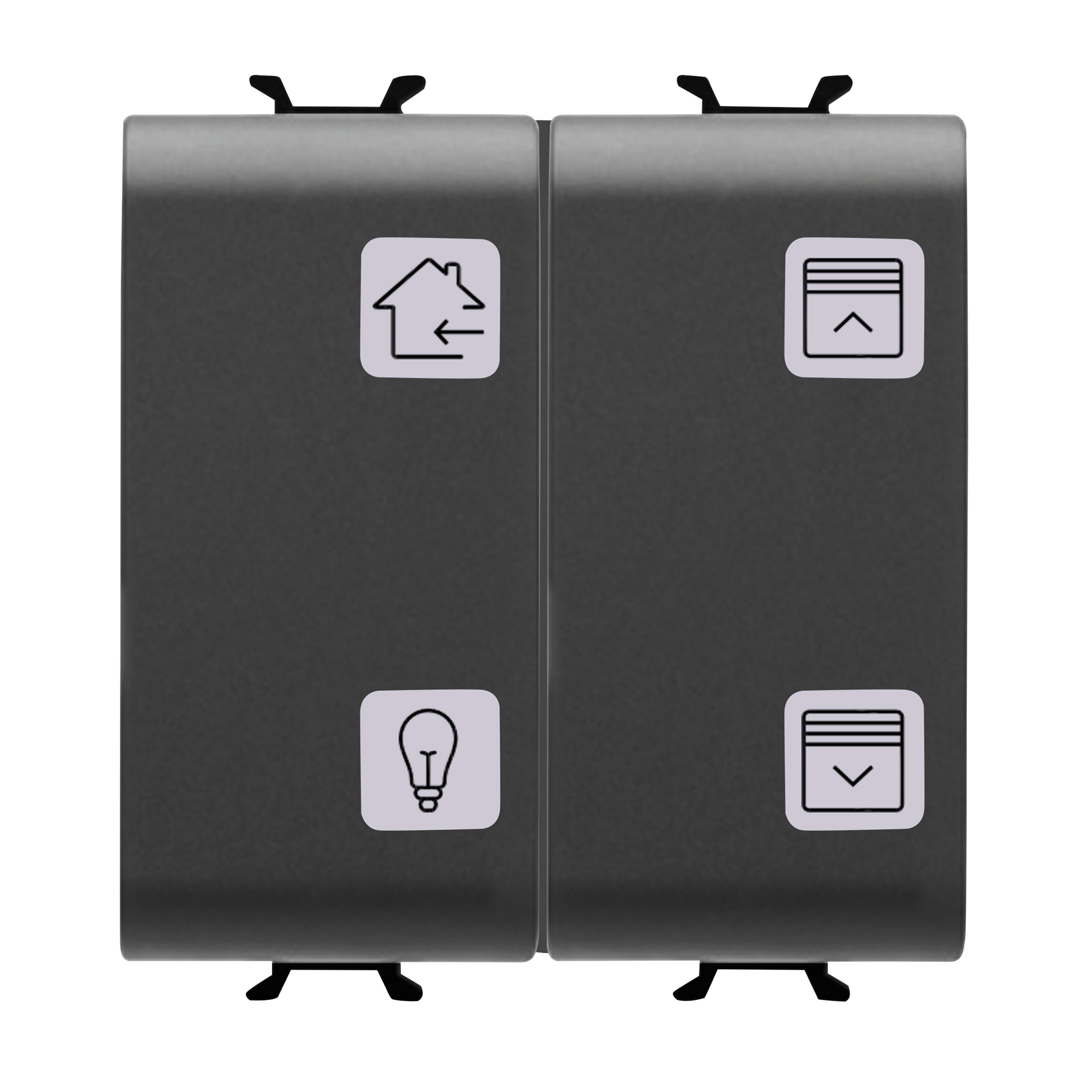 GEWISS - PULSANTIERA CON SIMBOLI INTERCAMBIABILI - KNX - 4 CANALI - 2 MODULI - NERO - CHORUSMART GW12787