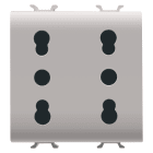 GEWISS - PRESA DOPPIA STANDARD ITALIANO 250V ac - 2X2P+T 16A BIVALENTE - P11-P17 - 2 MODULI - NATURAL BEIGE SATINATO - CHORUSMART GW13208