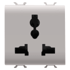 GEWISS - PRESA MULTISTANDARD 2P+T - 13 A/250 V ac - 15 A/127 V ac - 2 MODULI - NATURAL BEIGE SATINATO - CHORUSMART GW13310