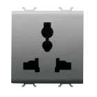 GEWISS - PRESA MULTISTANDARD 2P+T - 13 A/250 V ac - 15 A/127 V ac - 2 MODULI - TITANIO - CHORUSMART