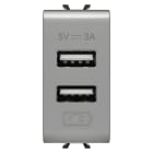 GEWISS - ALIMENTATORE USB - TIPO A+A - 3A - TITANIO - 1 MODULO - CHORUSMART GW14447