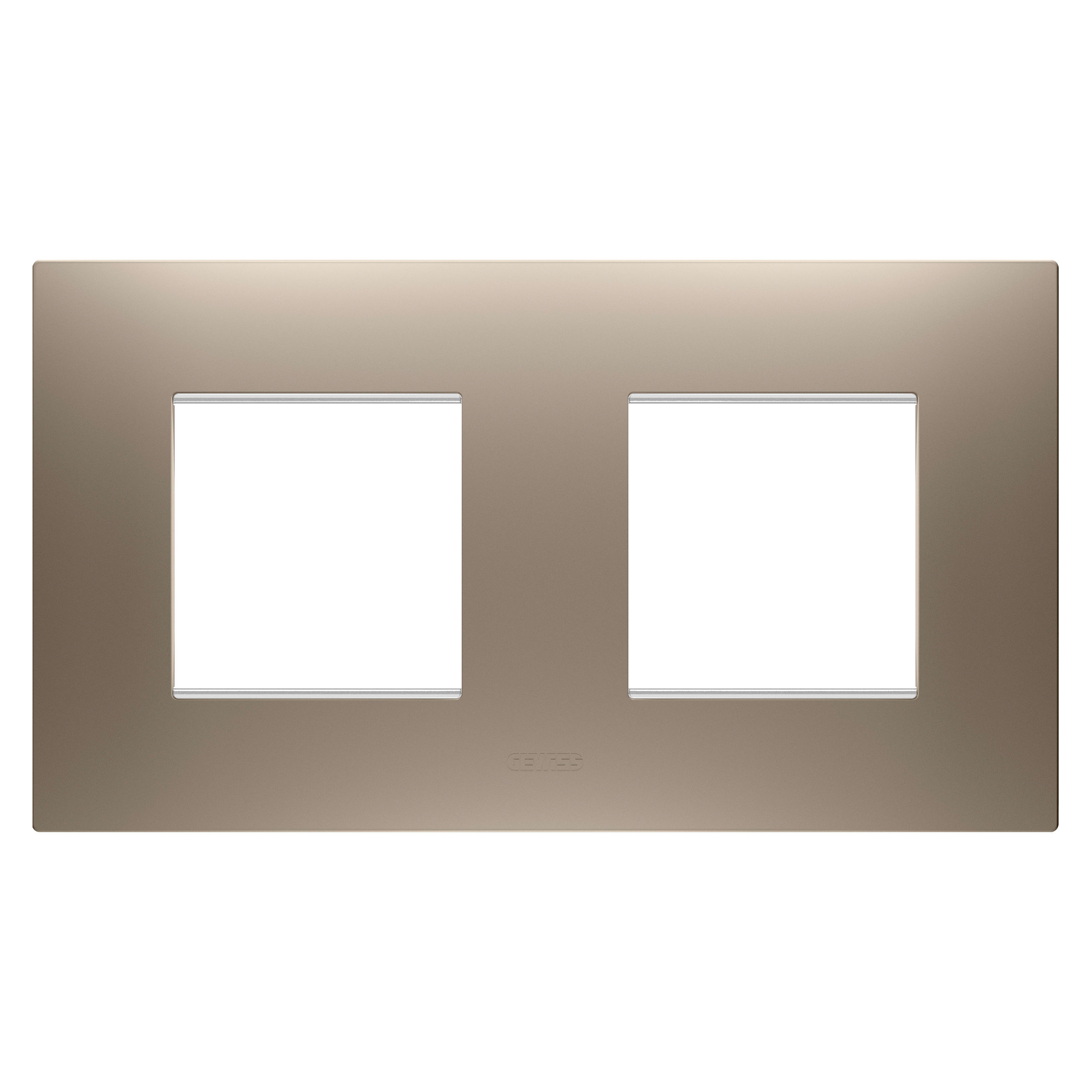 GEWISS - PLACCA EGO INTERNATIONAL - IN TECNOPOLIMERO VERNICIATO - 2+2 POSTI ORIZZONTALE - BRONZO CHIARO - CHORUSMART GW16023BR