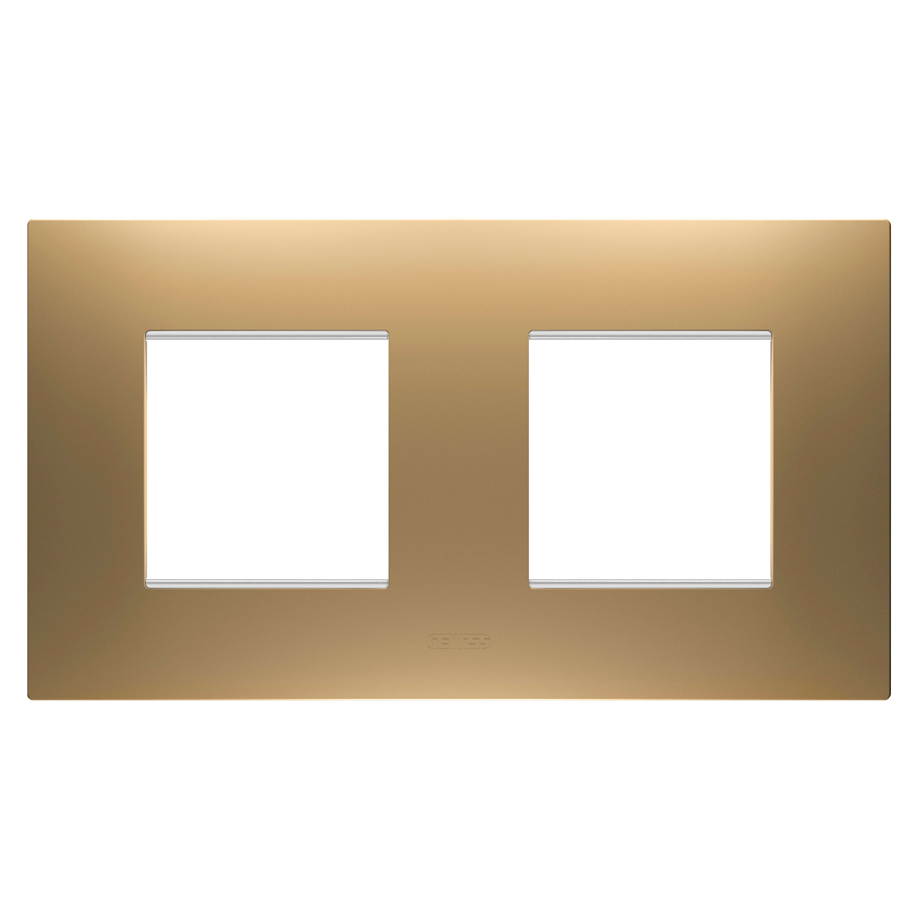 GEWISS - PLACCA EGO INTERNATIONAL - IN TECNOPOLIMERO VERNICIATO - 2+2 POSTI ORIZZONTALE - ORO - CHORUSMART