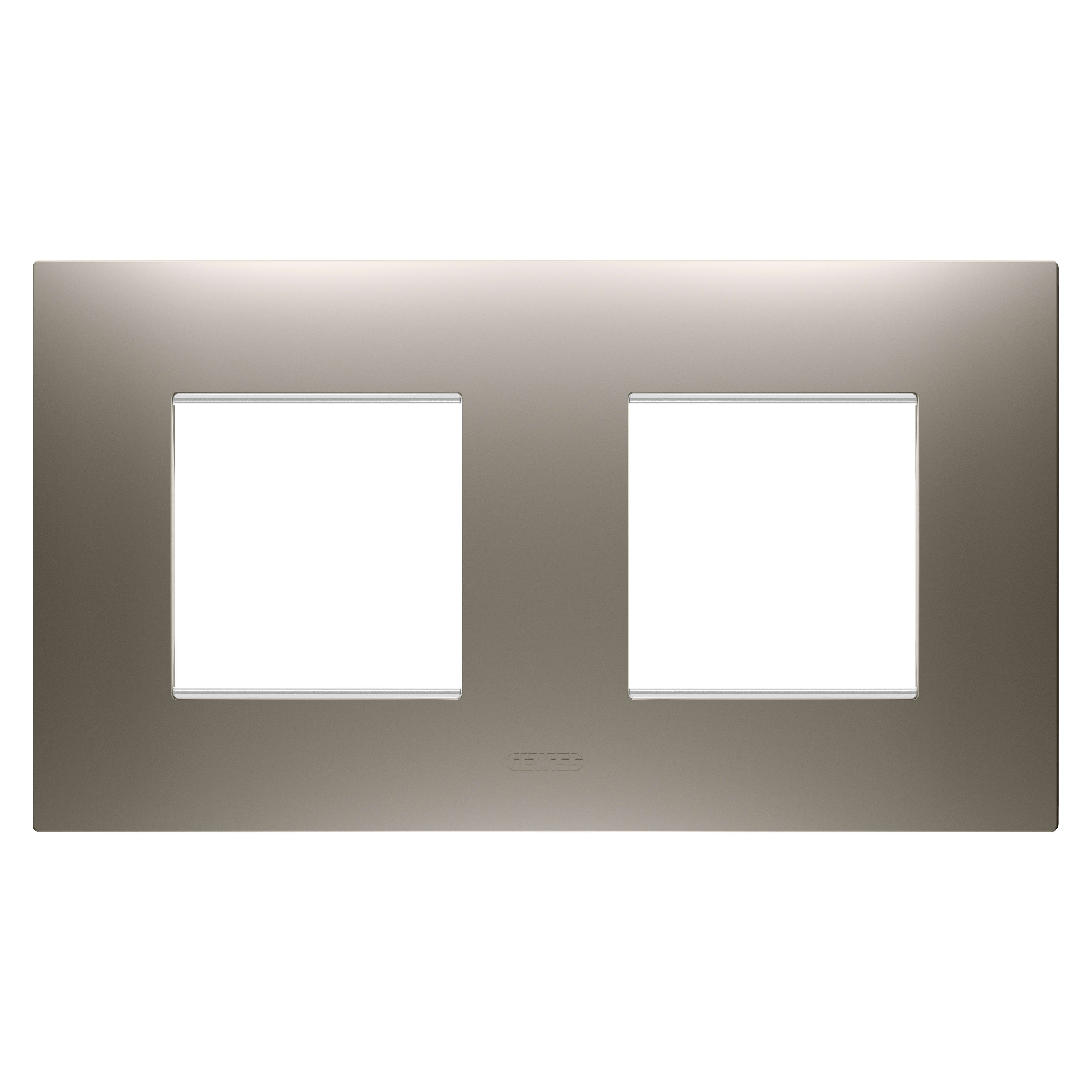 GEWISS - PLACCA EGO INTERNATIONAL - IN TECNOPOLIMERO VERNICIATO - 2+2 POSTI ORIZZONTALE - ACCIAIO - CHORUSMART GW16023ST
