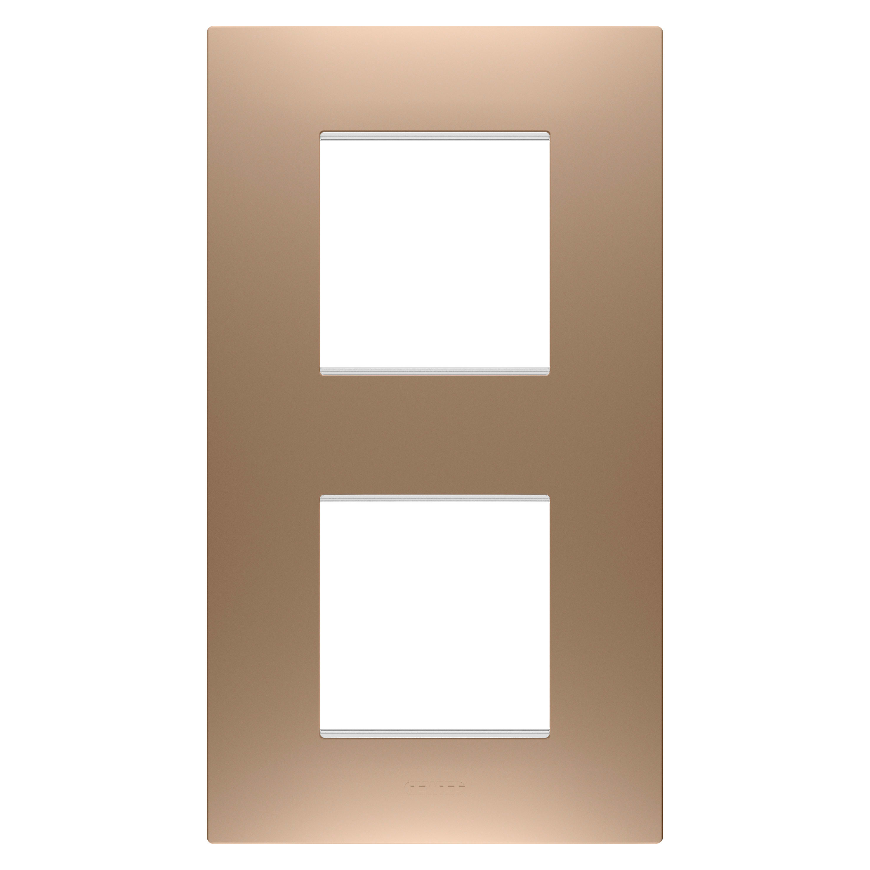 GEWISS - PLACCA EGO INTERNATIONAL - IN TECNOPOLIMERO VERNICIATO - 2+2 POSTI VERTICALE - RAME CHIARO - CHORUSMART GW16024CS