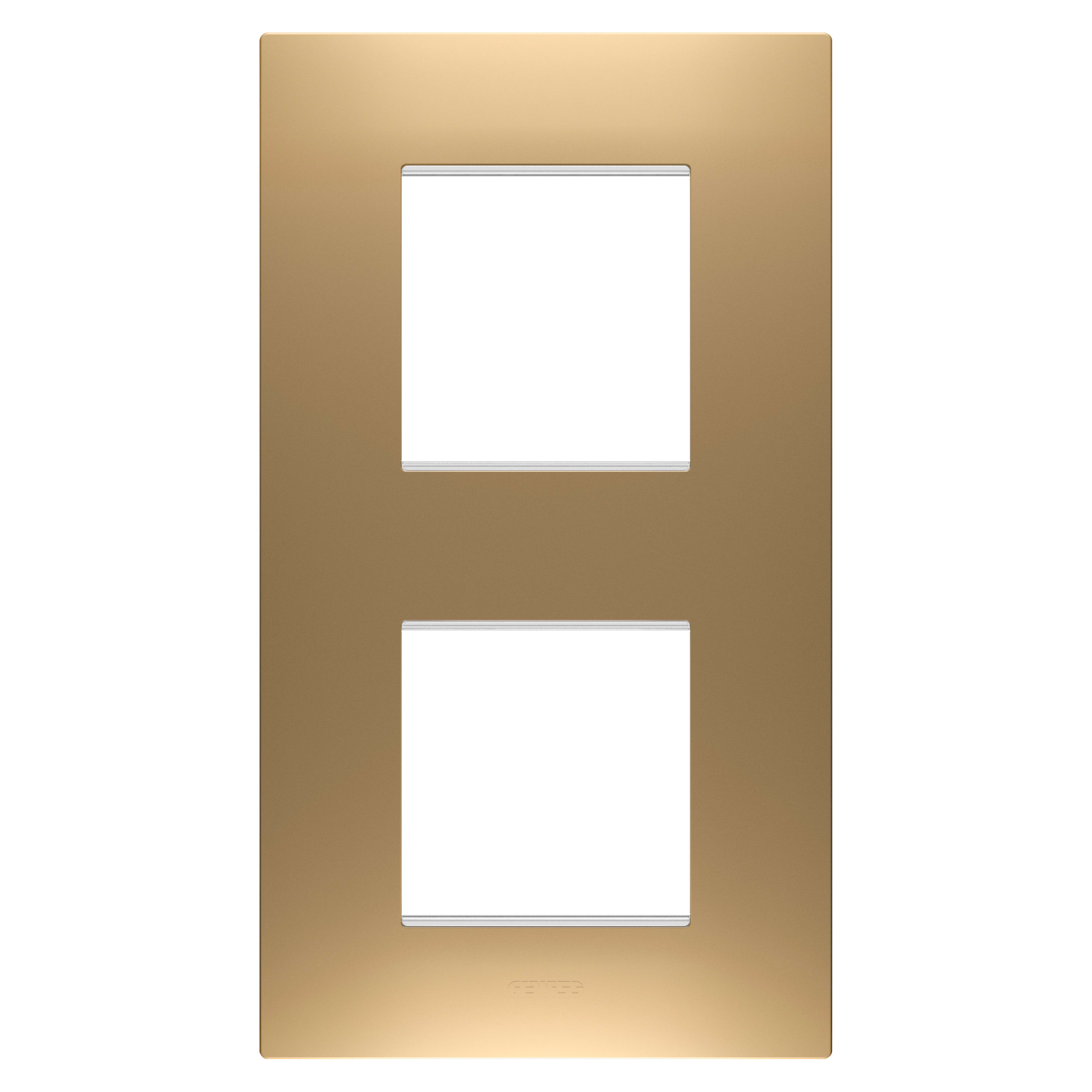 GEWISS - PLACCA EGO INTERNATIONAL - IN TECNOPOLIMERO VERNICIATO - 2+2 POSTI VERTICALE - ORO - CHORUSMART