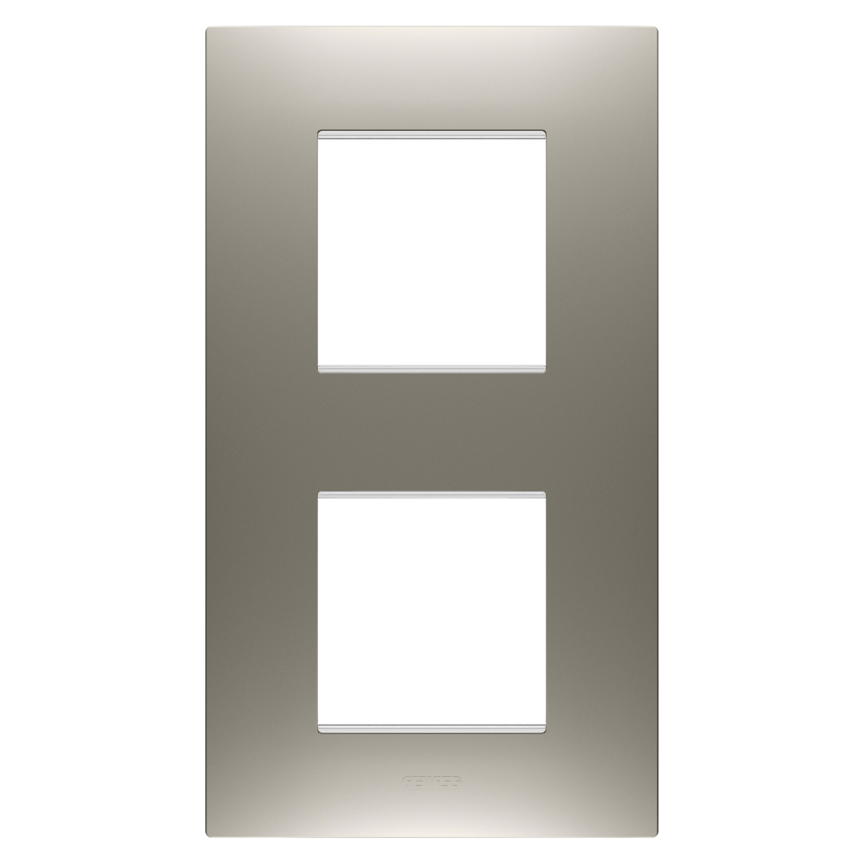 GEWISS - PLACCA EGO INTERNATIONAL - IN TECNOPOLIMERO VERNICIATO - 2+2 POSTI VERTICALE - ACCIAIO - CHORUSMART GW16024ST