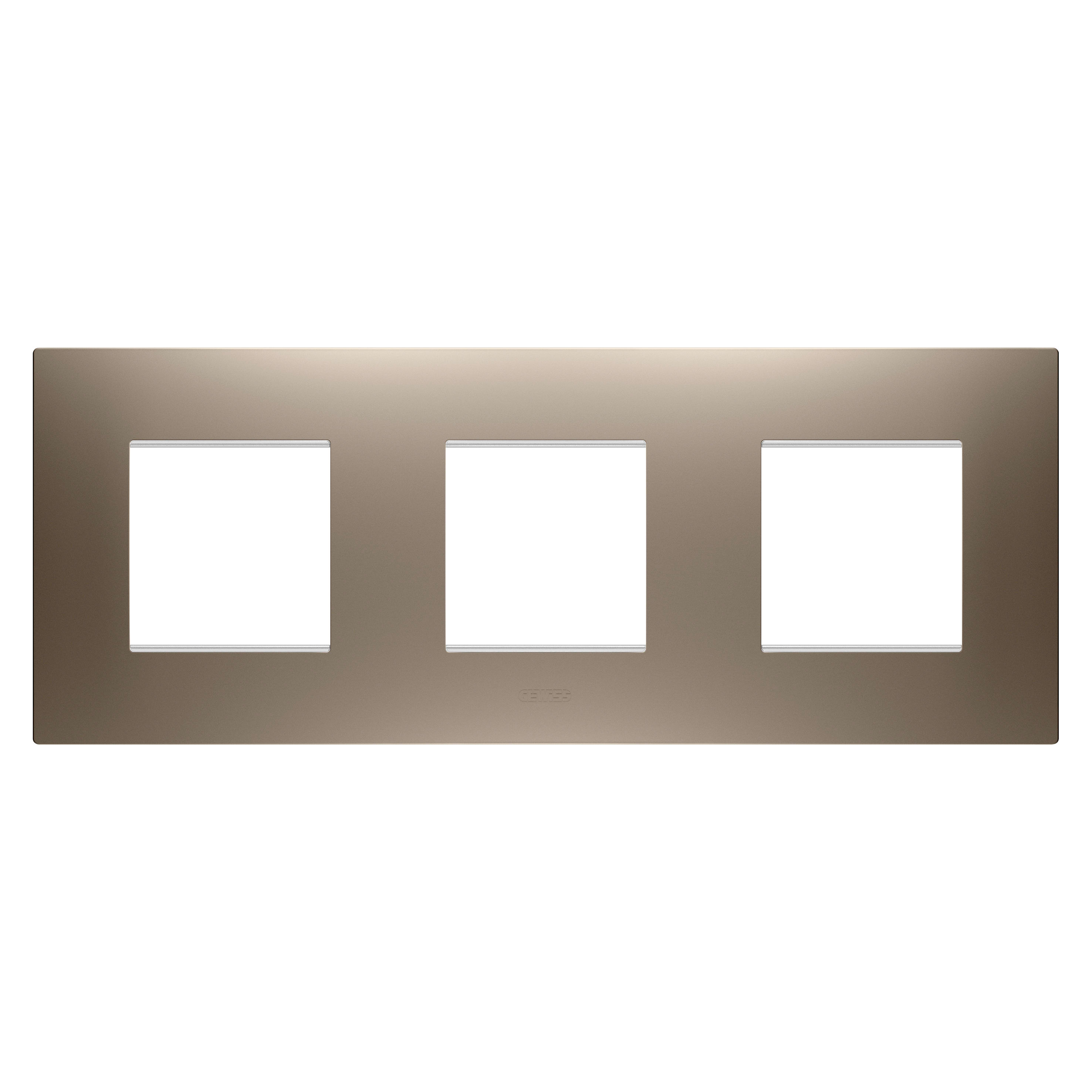 GEWISS - PLACCA EGO INTERNATIONAL - IN TECNOPOLIMERO VERNICIATO - 2+2+2 POSTI ORIZZONTALE - BRONZO CHIARO - CHORUSMART