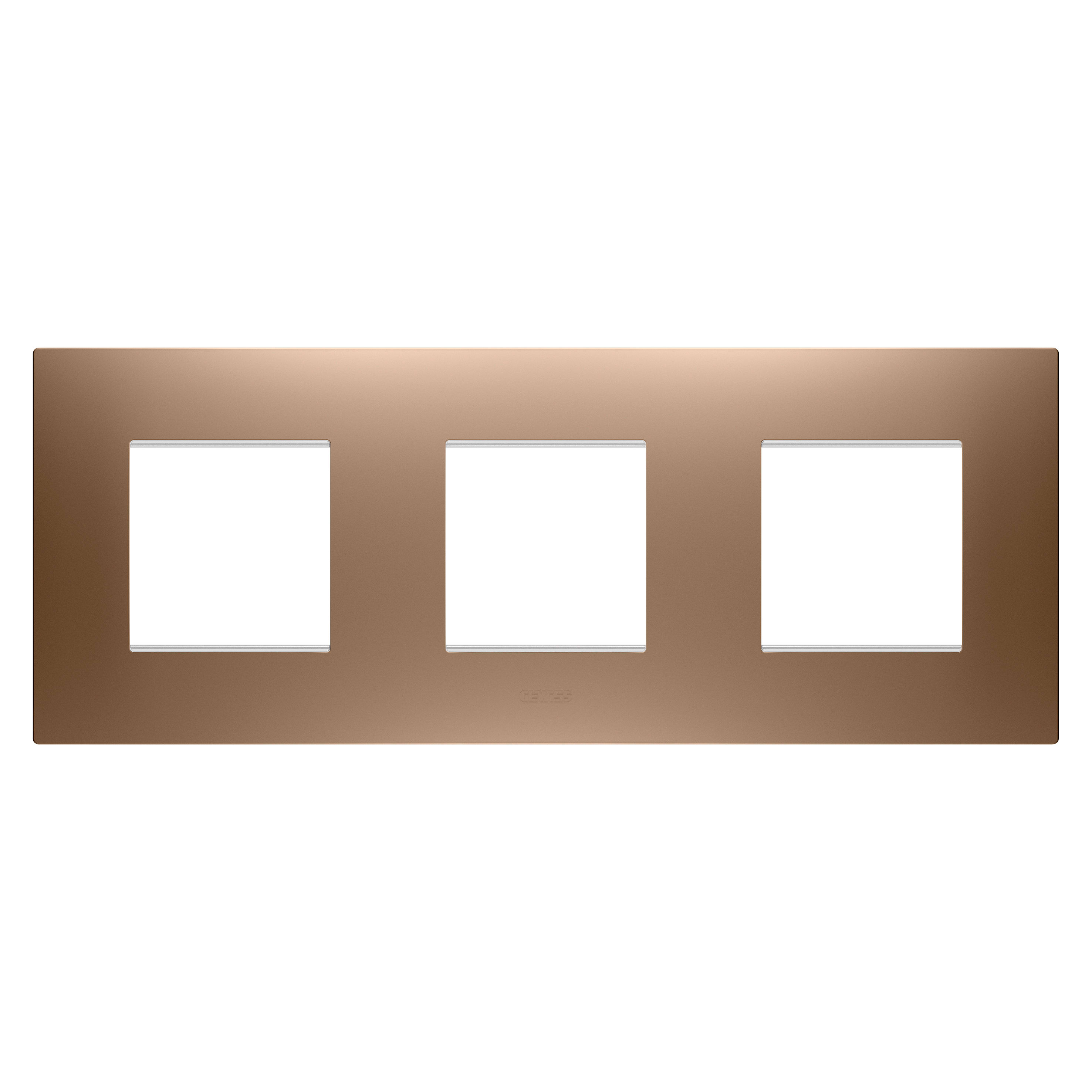 GEWISS - PLACCA EGO INTERNATIONAL - IN TECNOPOLIMERO VERNICIATO - 2+2+2 POSTI ORIZZONTALE - RAME CHIARO - CHORUSMART GW16026CS