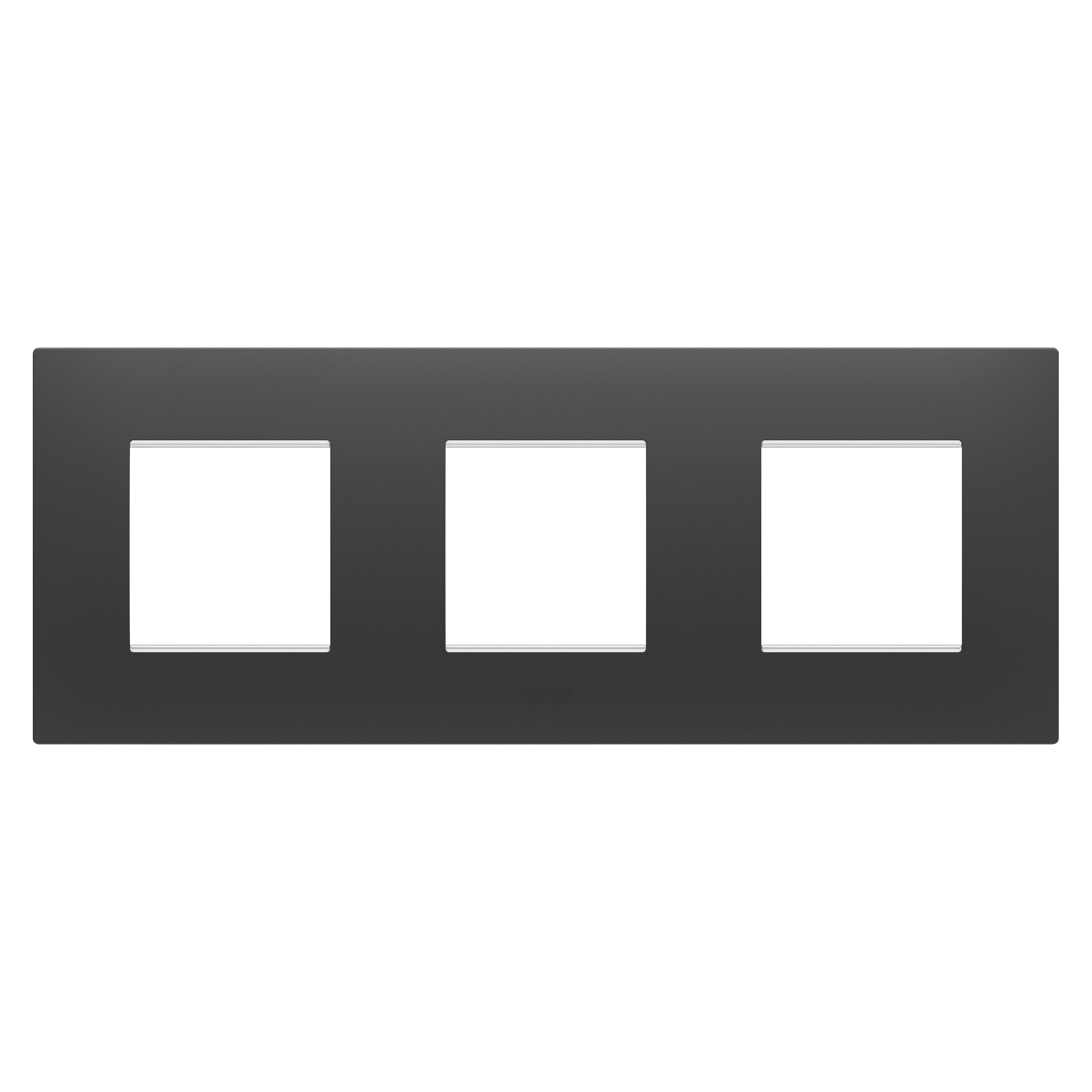 GEWISS - PLACCA EGO INTERNATIONAL - IN TECNOPOLIMERO - 2+2+2 POSTI ORIZZONTALE - NERO SATINATO - CHORUSMART GW16026DB