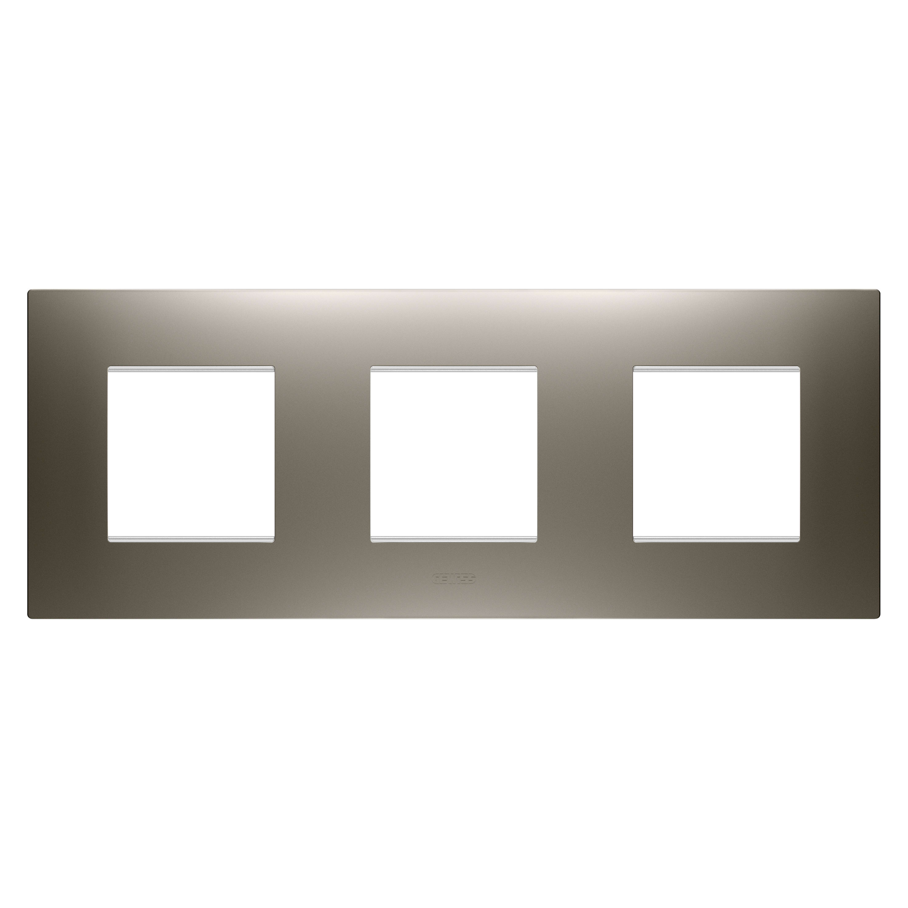 GEWISS - PLACCA EGO INTERNATIONAL - IN TECNOPOLIMERO VERNICIATO - 2+2+2 POSTI ORIZZONTALE - ACCIAIO - CHORUSMART GW16026ST