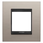 GEWISS - PLACCA LUX INTERNATIONAL - IN METALLO - 2 POSTI - ALLUMINIO SPAZZOLATO LAVY - CORNICE NERO OPACO - CHORUSMART