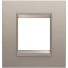 GEWISS - PLACCA LUX INTERNATIONAL - IN METALLO - 2 POSTI - ALLUMINIO SPAZZOLATO - CORNICE BRONZO CHIARO OPACO - CHORUSMART GW16222XS